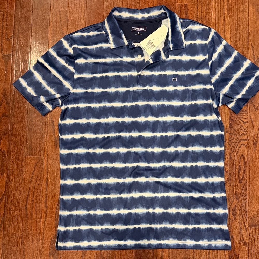 Crown & Ivy Blue and White Tie-Dye Men’s Polo